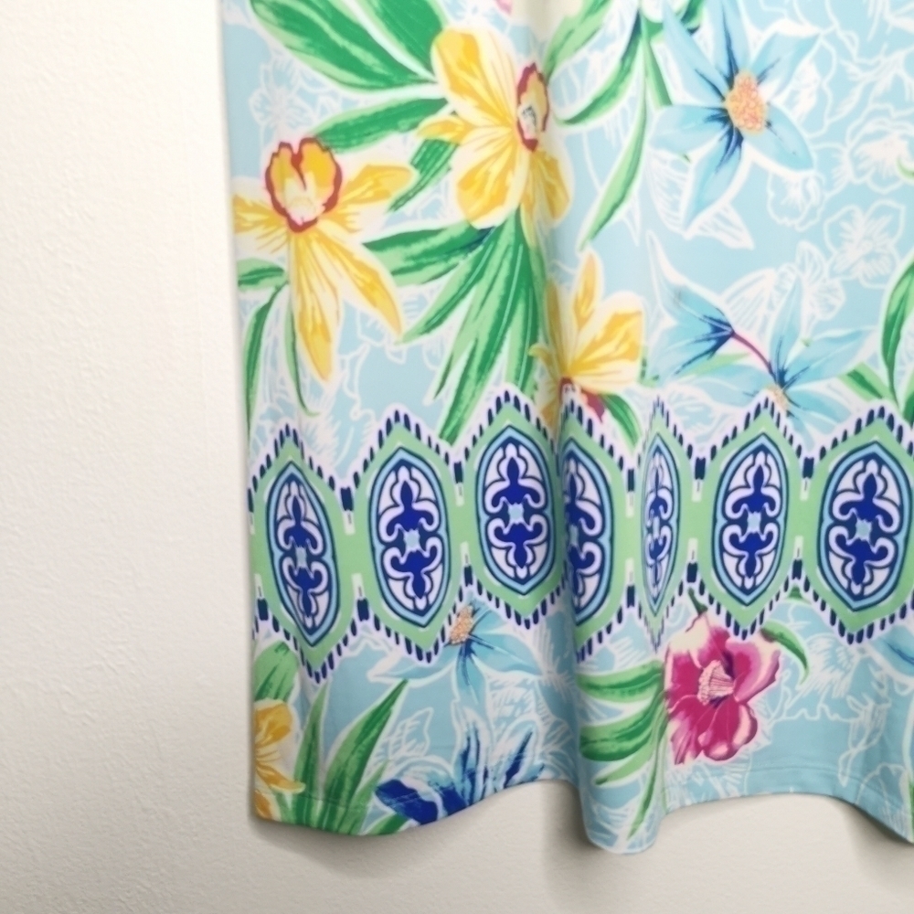 NWT Cappagallo Women’s Medium Erika Ice Blue  Floral Dress Tropical Lightweight - Picture 5 of 14